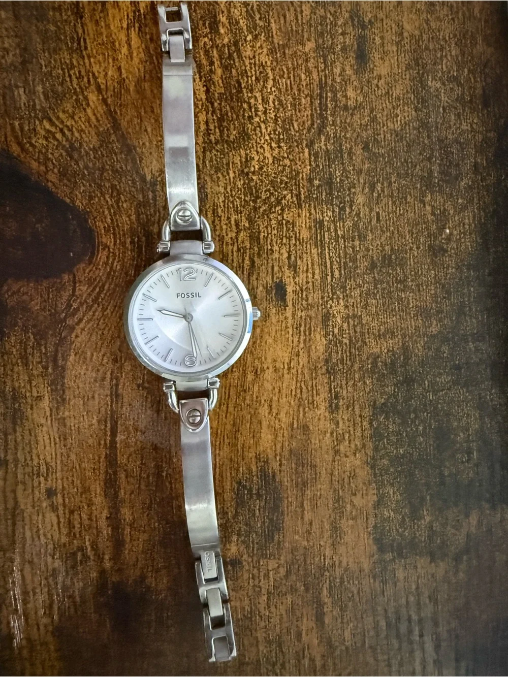 Fossil Silver Stainless Steel Women's Bracelet Watch with Silver Dial